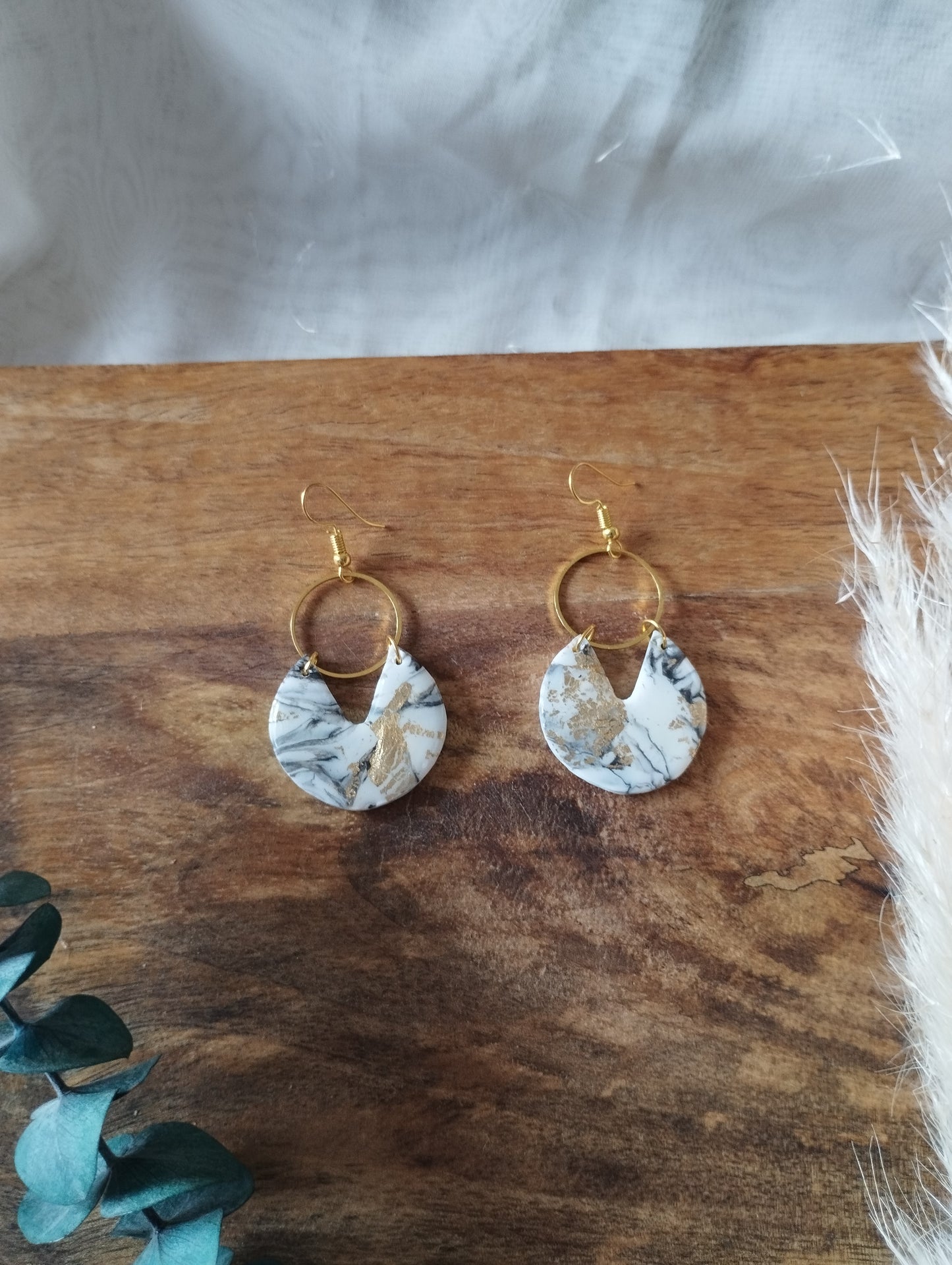 Boucles d'oreilles - Demi Lune Marbré