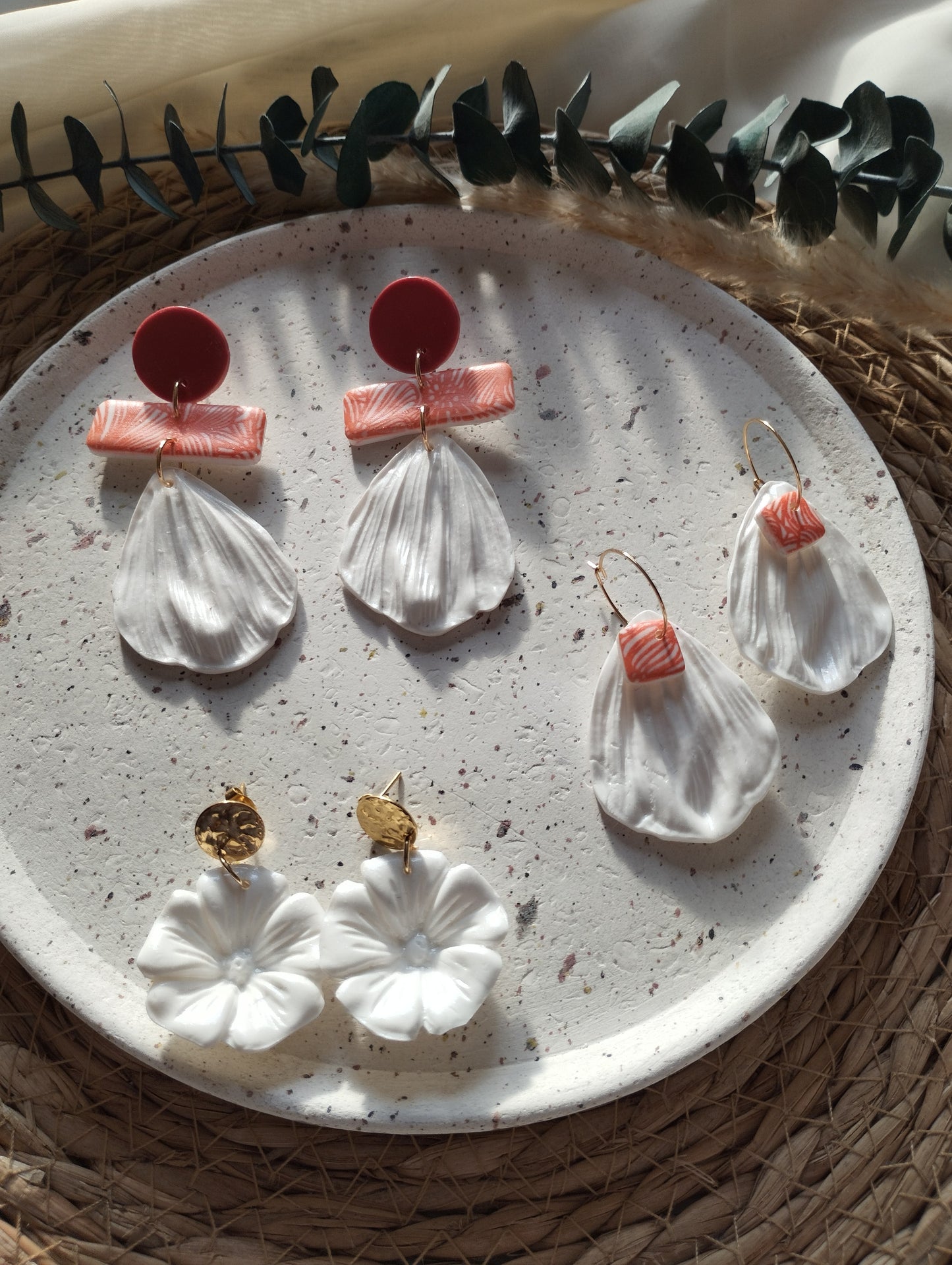 Boucles d'oreilles - Fleur Blanche